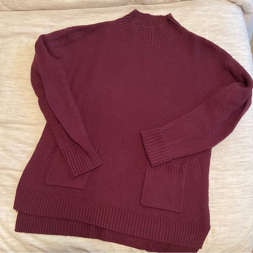 Halogen Maroon Pocket Sweater